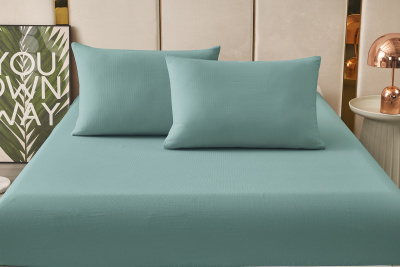Комплект постельных принадлежностей, простыня на резинке Борт 25 + 2 наволочки 50*70 изумруд изумруд