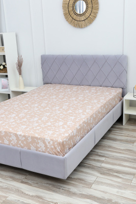 Простыня поплин Цветочный рай-компаньон кофейный